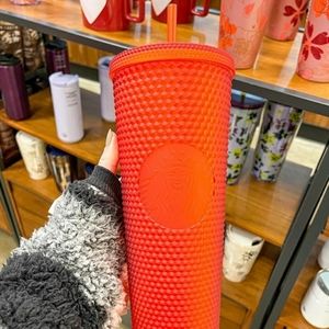 Studded red starbucks tumbler